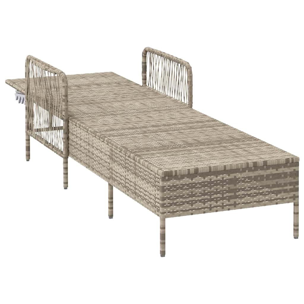 vidaXL Sonnenliege mit Kissen Hellgrau 157 x 55 x 92cm Poly-Rattan - Image 5