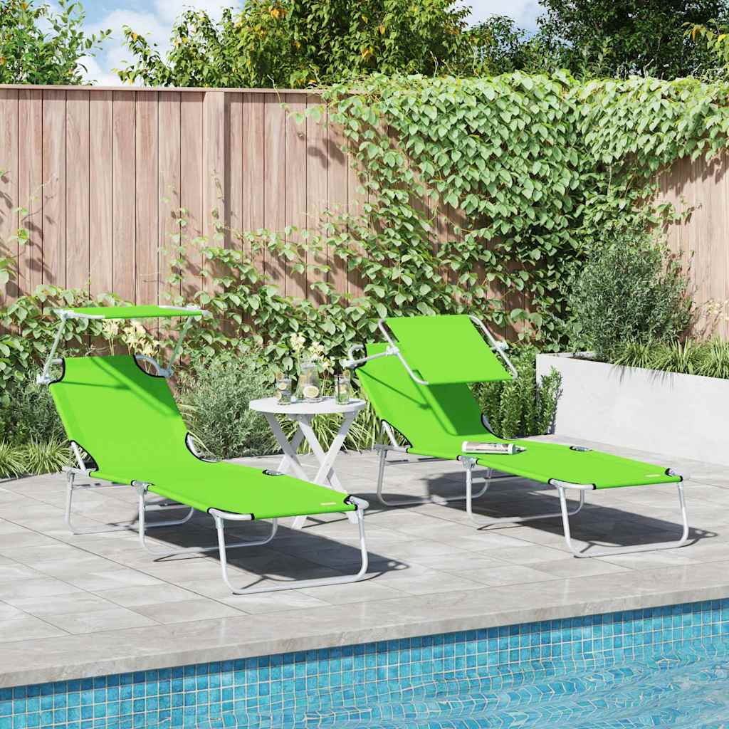 vidaXL Sonnenliege 2-Person 2 pcs Grün 58 x 188 x 77cm Stoff
