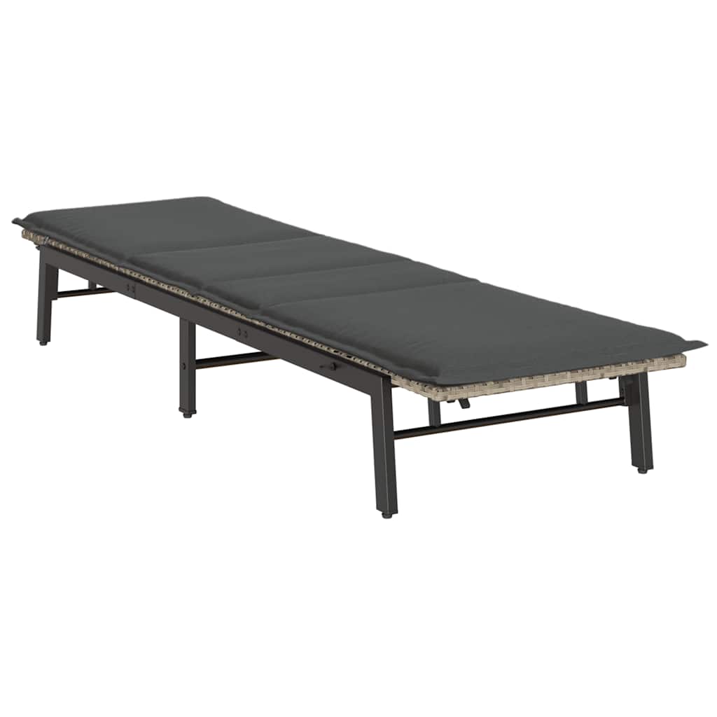 vidaXL Sonnenliege mit Auflage Hellgrau Poly Rattan - Image 4