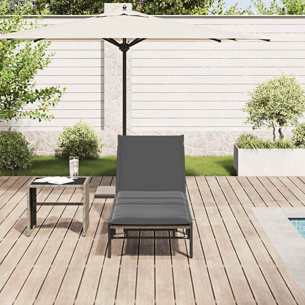 vidaXL Sonnenliege mit Auflage Hellgrau Poly Rattan - Image 3