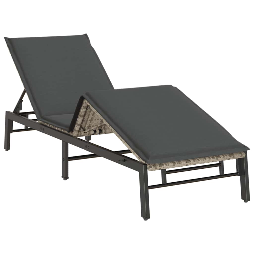 vidaXL Sonnenliege mit Auflage Hellgrau Poly Rattan - Image 5