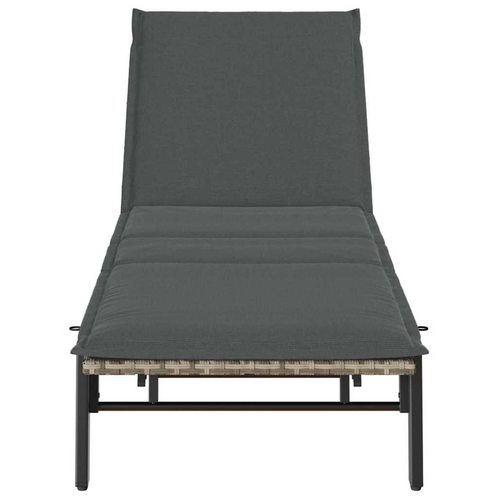 vidaXL Sonnenliege mit Auflage Hellgrau Poly Rattan - Image 6