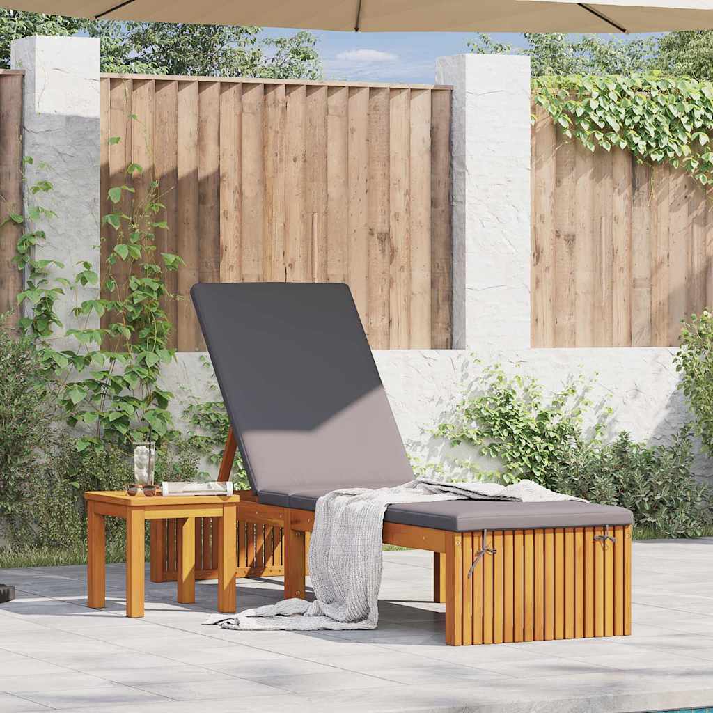 vidaXL Sonnenliege mit Kissen Braun 200 x 55 x 94cm Massivholz Akazie