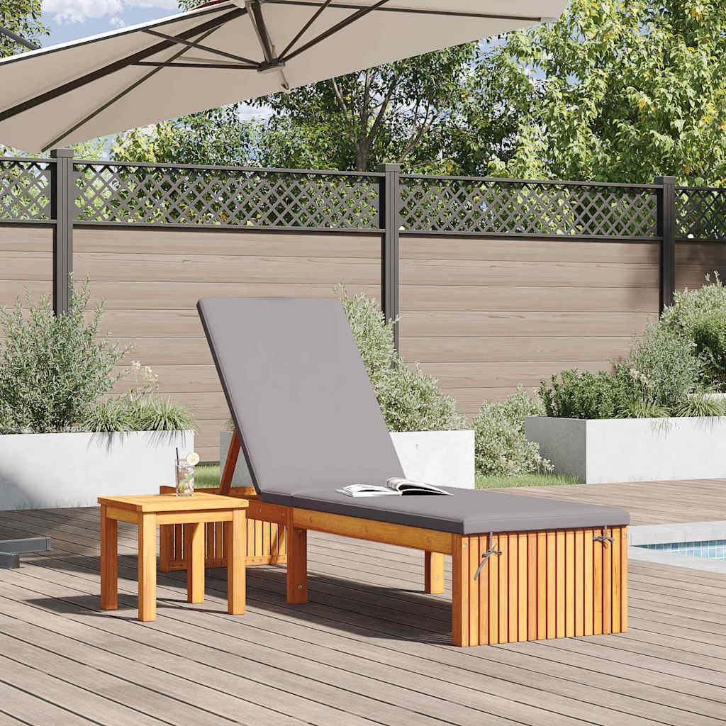 vidaXL Sonnenliege mit Kissen Braun 200 x 55 x 94cm Massivholz Akazie - Image 3