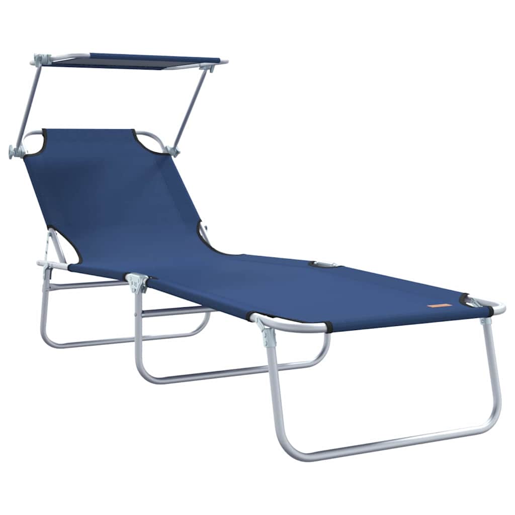 vidaXL Sonnenliege 2-Person 2 pcs Blau 58 x 188 x 77cm Stoff - Image 4
