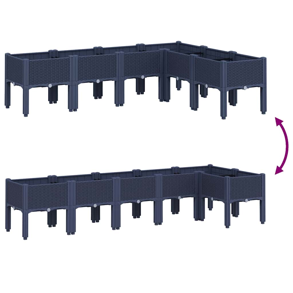 vidaXL Pflanzkasten mit Beinen Blaugrau 160x120x42 cm PP - Image 6