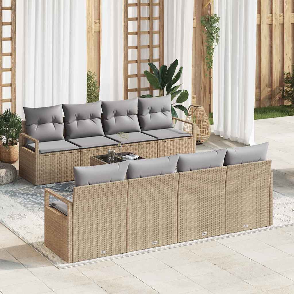 vidaXL Sofa Set mit Kissen 7 pcs Beige und Grau Poly Rattan