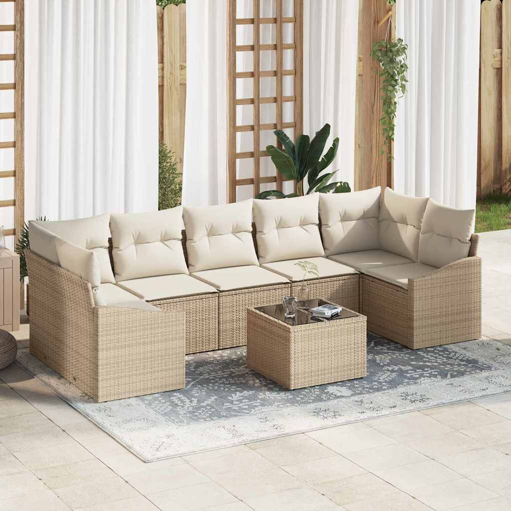vidaXL Sofa Set mit Kissen Beige und Creme 55 x 55 x 37 cm Poly Rattan