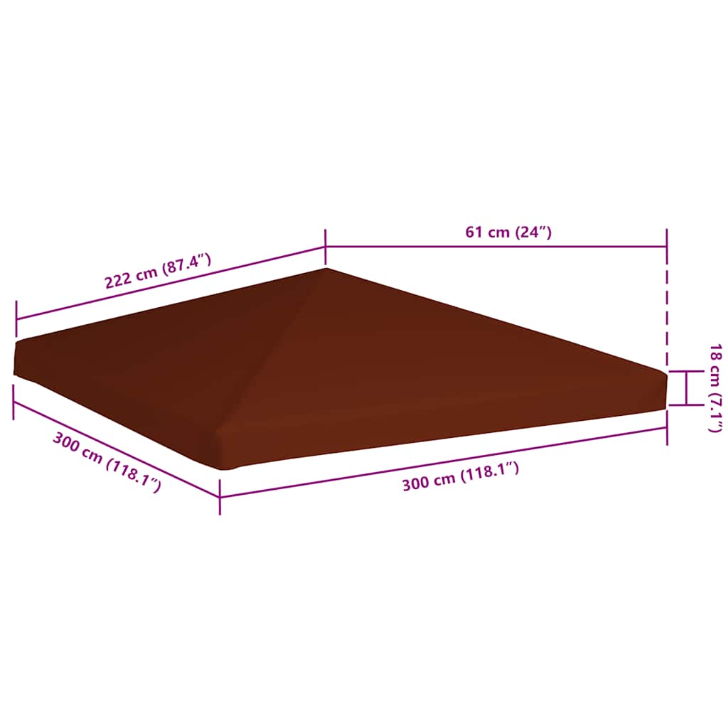 vidaXL Pavillondach 310 g / m² 3x3 m Terrakotta - Image 6