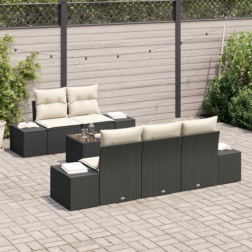 vidaXL Sofa Set mit Kissen Schwarz Poly Rattan - Image 3