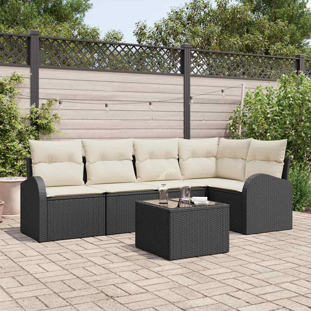vidaXL Sofa Set mit Kissen Schwarz Polyester