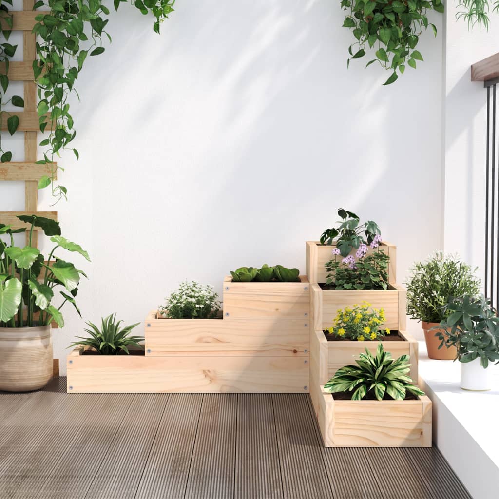 vidaXL Pflanzentreppe 4 Stufen 80,5x79x36 cm Massivholz Kiefer - Image 3