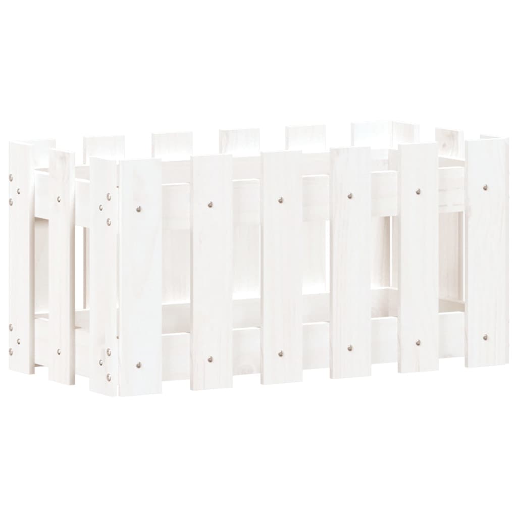 vidaXL Pflanzkübel Lattenzaun-Design Weiß 60x30x30 cm Kiefernholz - Image 4