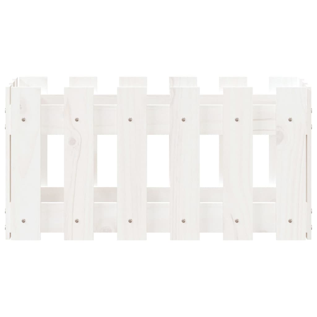 vidaXL Pflanzkübel Lattenzaun-Design Weiß 60x30x30 cm Kiefernholz - Image 5