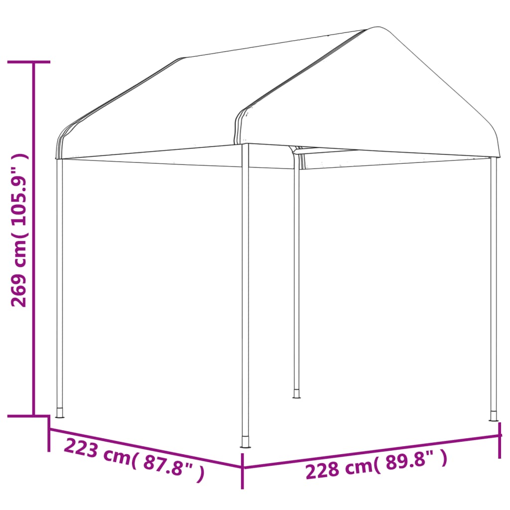 vidaXL Pavillon mit Dach Weiß 6,69x2,28x2,69 m Polyethylen - Image 6