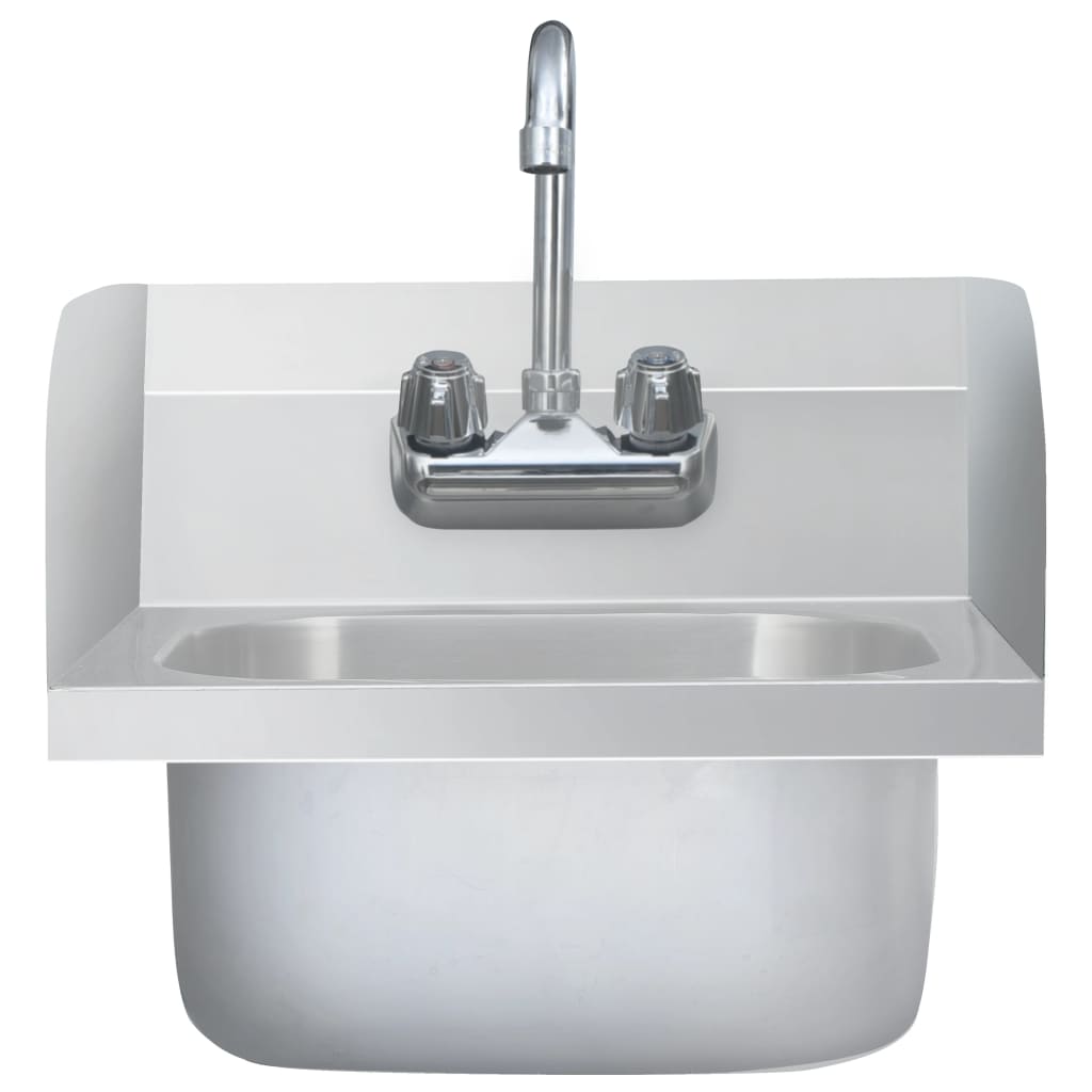 vidaXL Gastro-Handwaschbecken mit Wasserhahn Edelstahl - Image 3