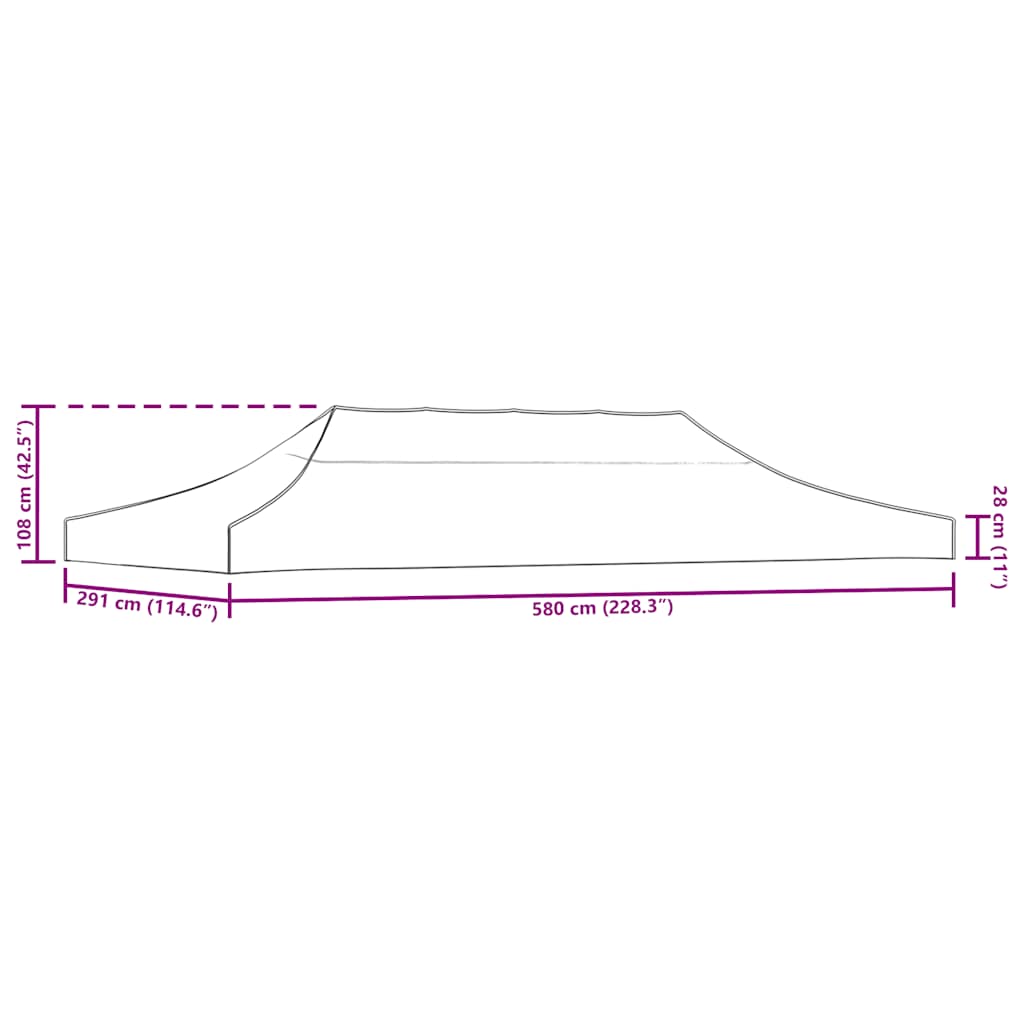 vidaXL Partyzelt-Dach 6x3 m Burgunderrot 270 g/m² - Image 6