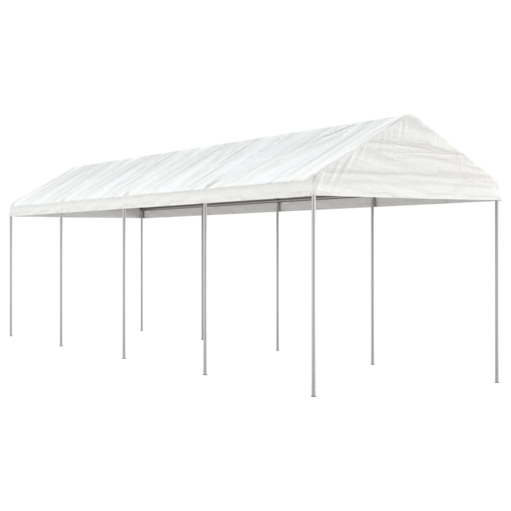 vidaXL Pavillon mit Dach Weiß 8,92x2,28x2,69 m Polyethylen