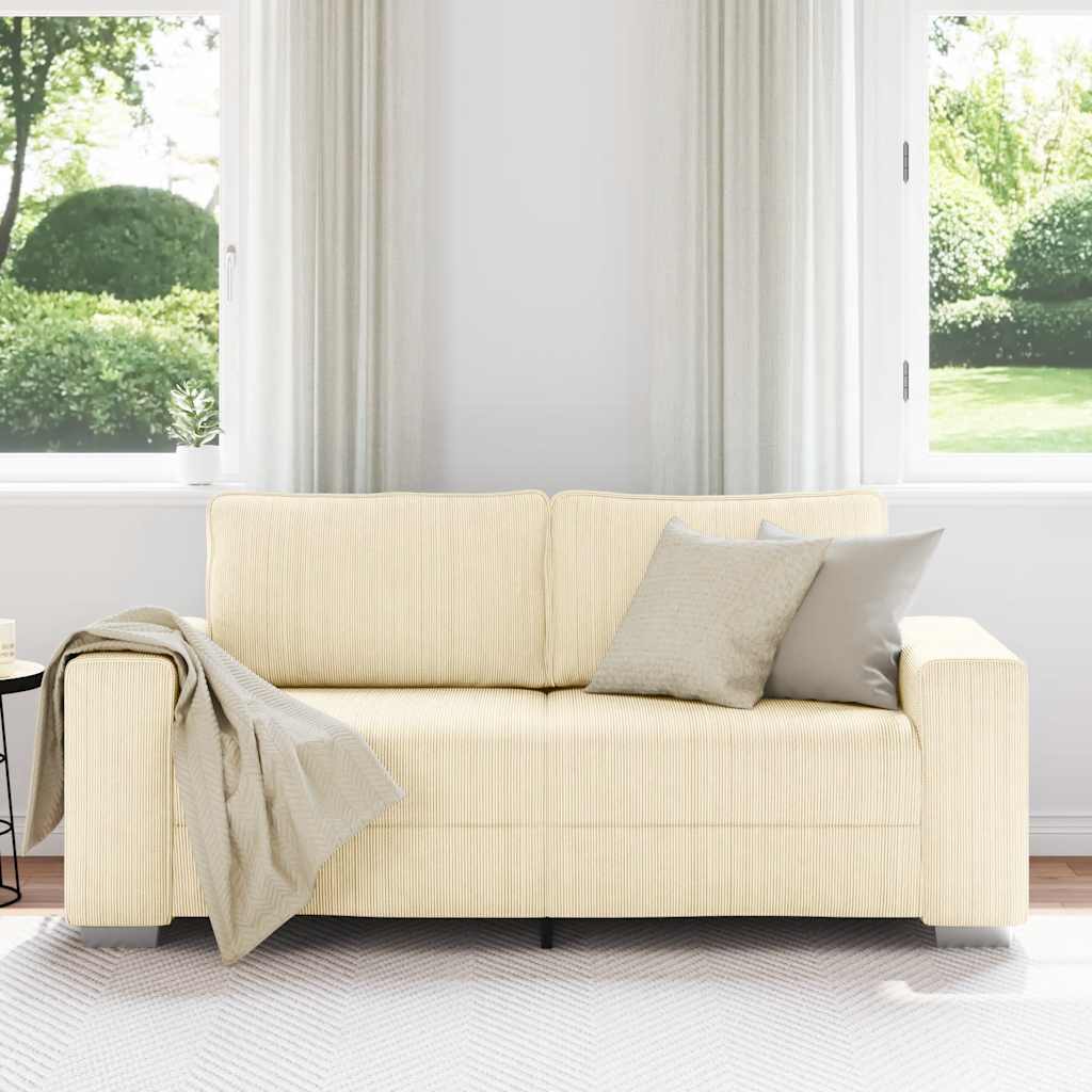 vidaXL Zweisitzer-Sofa Creme 140 cm Cordstoff - Image 3