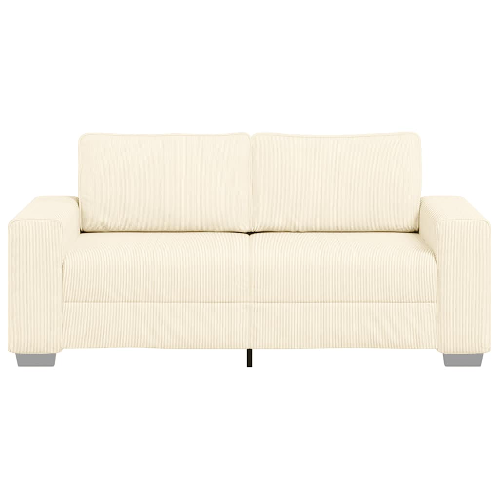 vidaXL Zweisitzer-Sofa Creme 140 cm Cordstoff - Image 4