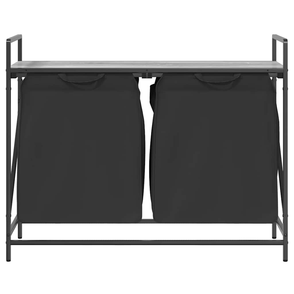 vidaXL Wäschekorb 2 Fächer mit Ablage Grau Sonoma - Image 6