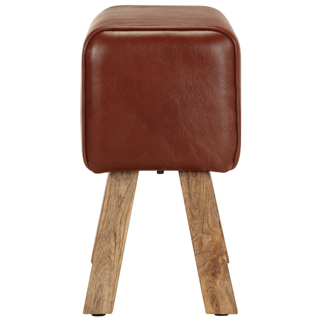 vidaXL Sitzbank Turnbock-Design 58cm Braun Echtleder Mango Massivholz - Image 4