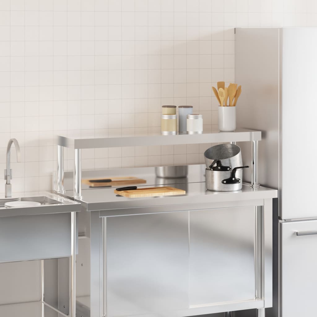 vidaXL Aufsatzboard für Küchentisch 110x30x35 cm Edelstahl - Image 3