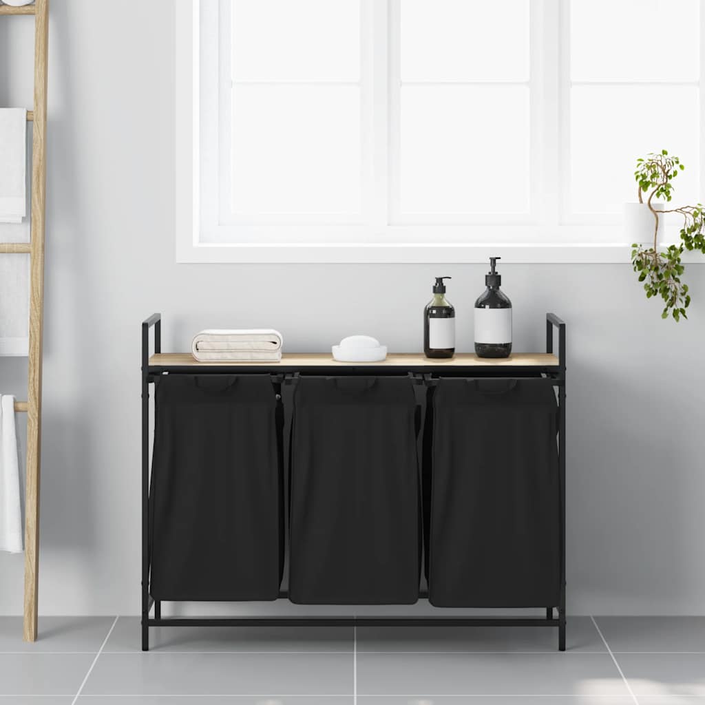 vidaXL Wäschekorb 3 Fächer mit Ablage Sonoma-Eiche - Image 3