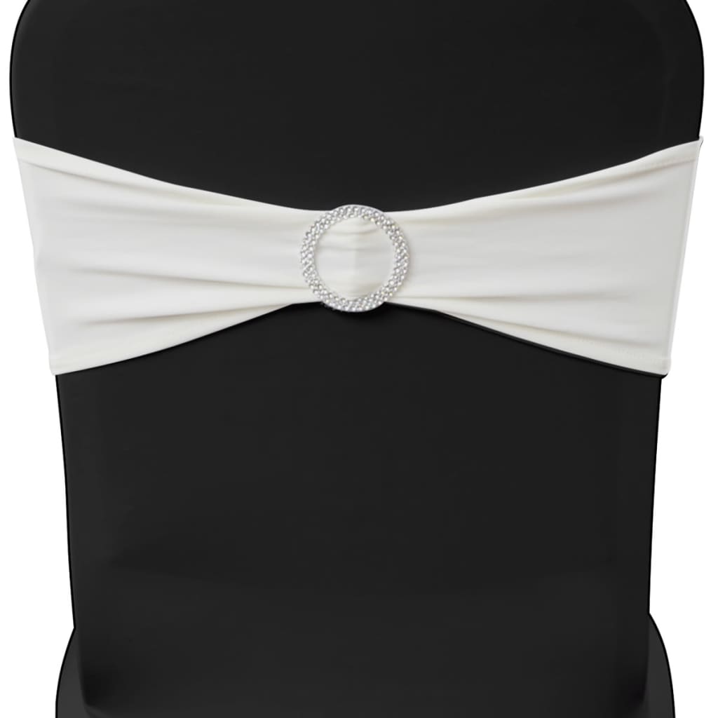 25 x Stretch Stuhlschleifen + Diamant Schnalle cremefarben - Image 3