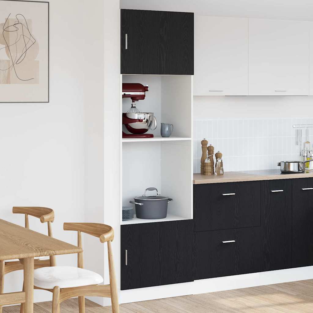 vidaXL Mikrowellenregal Riga Schwarz Eichen-Optik 60 x 57 x 207 cm