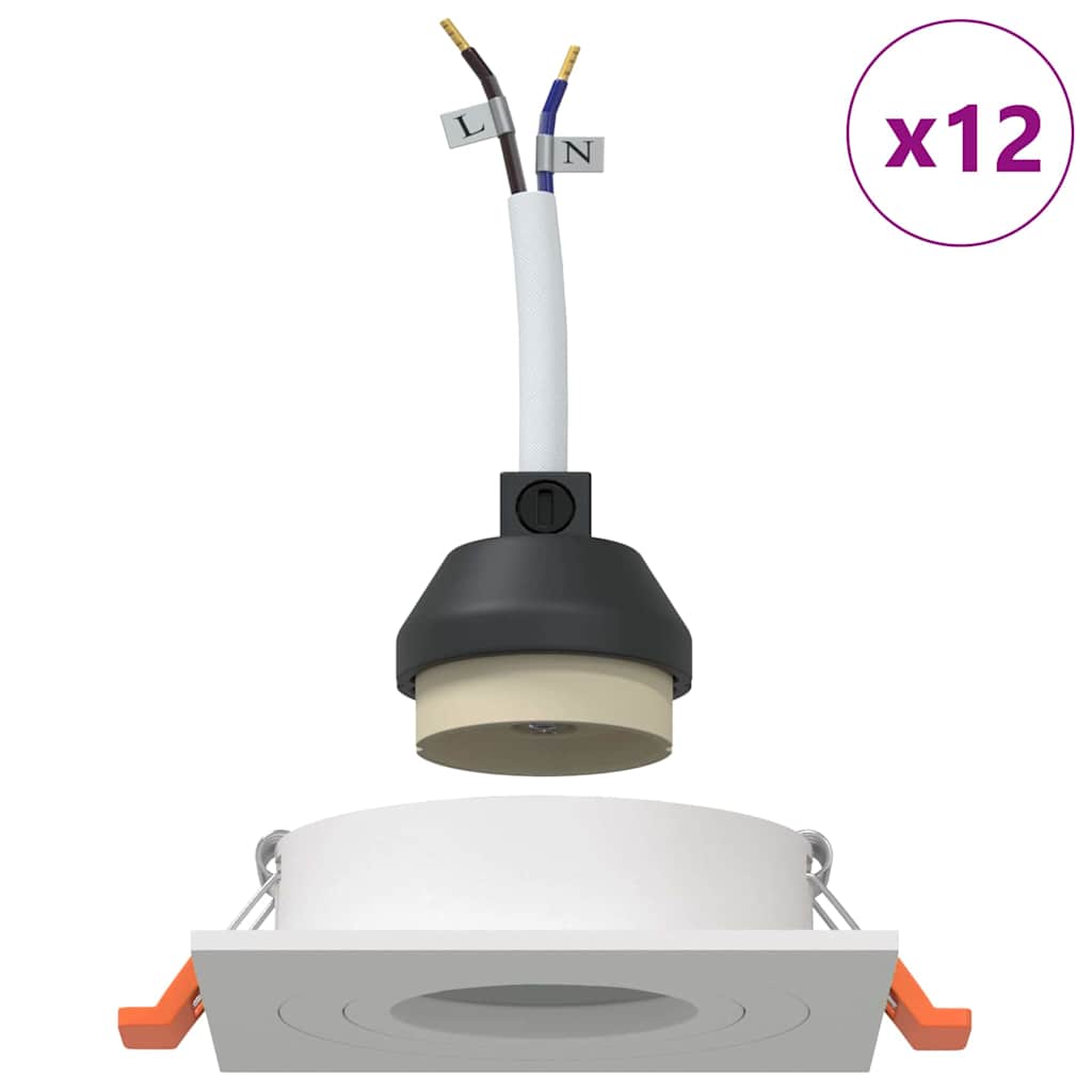 vidaXL Spotlights mit Strahlern 12 pcs Weiß 9 x 9 x cm Aluminium - Image 4