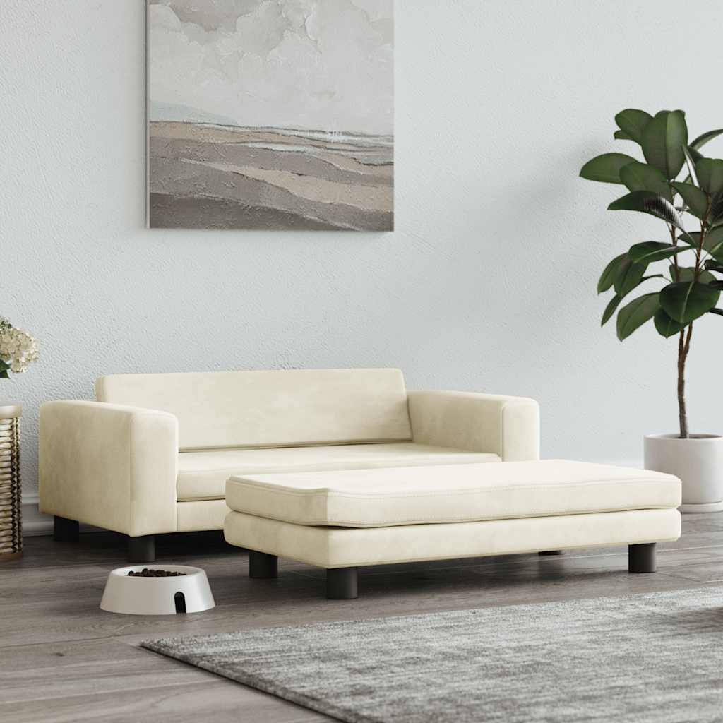 vidaXL Hundebett mit Verlängerung Creme 100x50x30 cm Samt
