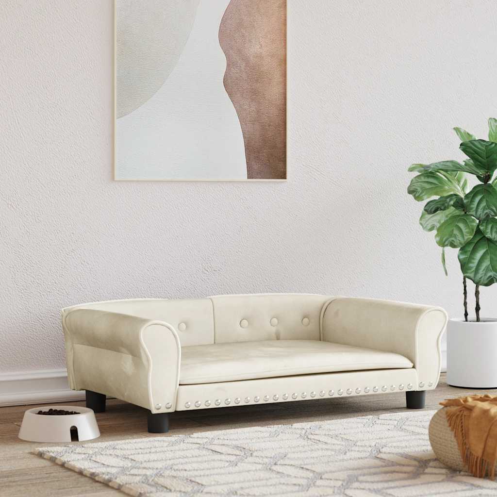 vidaXL Hundebett Creme 95x55x30 cm Samt