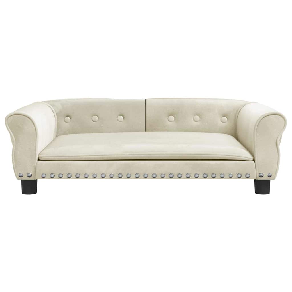 vidaXL Hundebett Creme 95x55x30 cm Samt - Image 3
