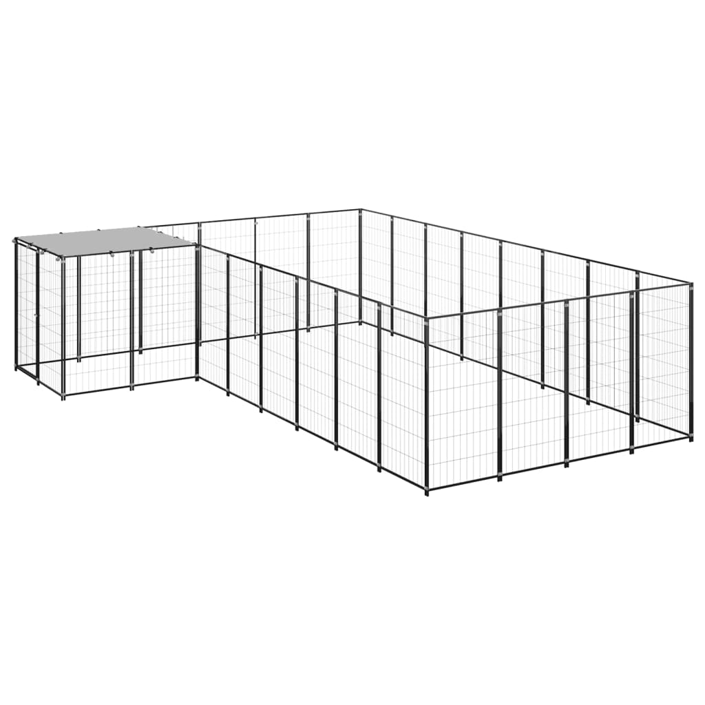 vidaXL Hundezwinger Schwarz 10,89 m² Stahl