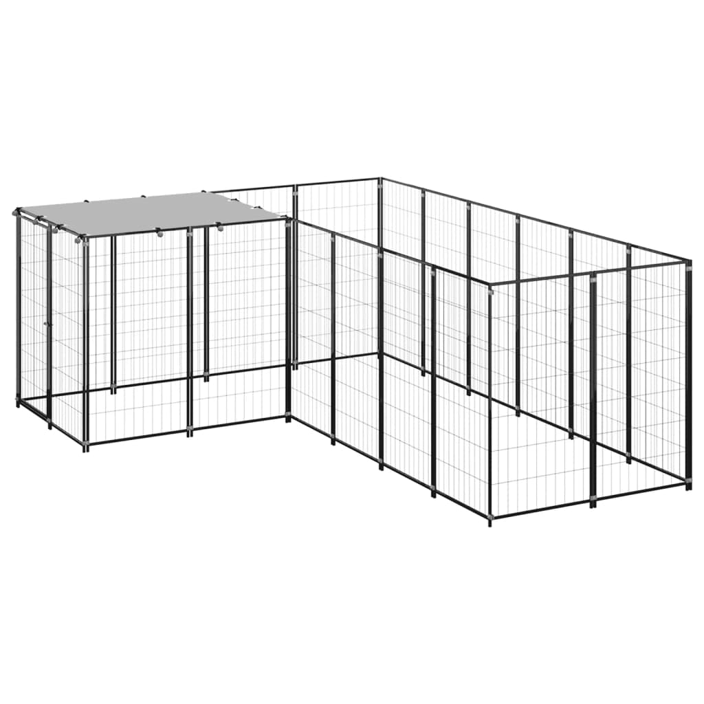 vidaXL Hundezwinger Schwarz 4,84 m² Stahl