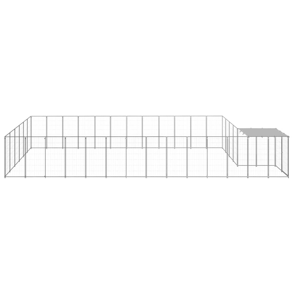 vidaXL Hundezwinger Silbern 22,99 m² Stahl - Image 3