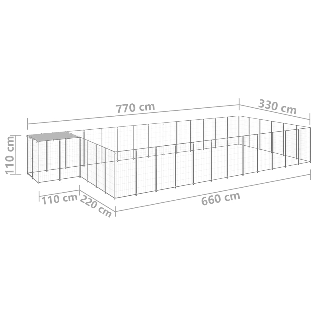 vidaXL Hundezwinger Silbern 22,99 m² Stahl - Image 6