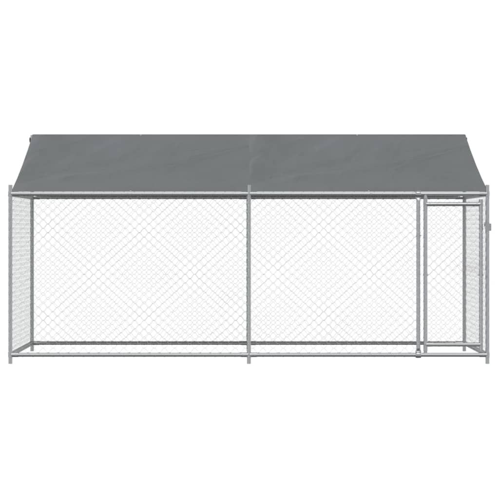 vidaXL Hundezwinger mit Dach und Tür Grau 4x2x2 m Verzinkter Stahl - Image 4
