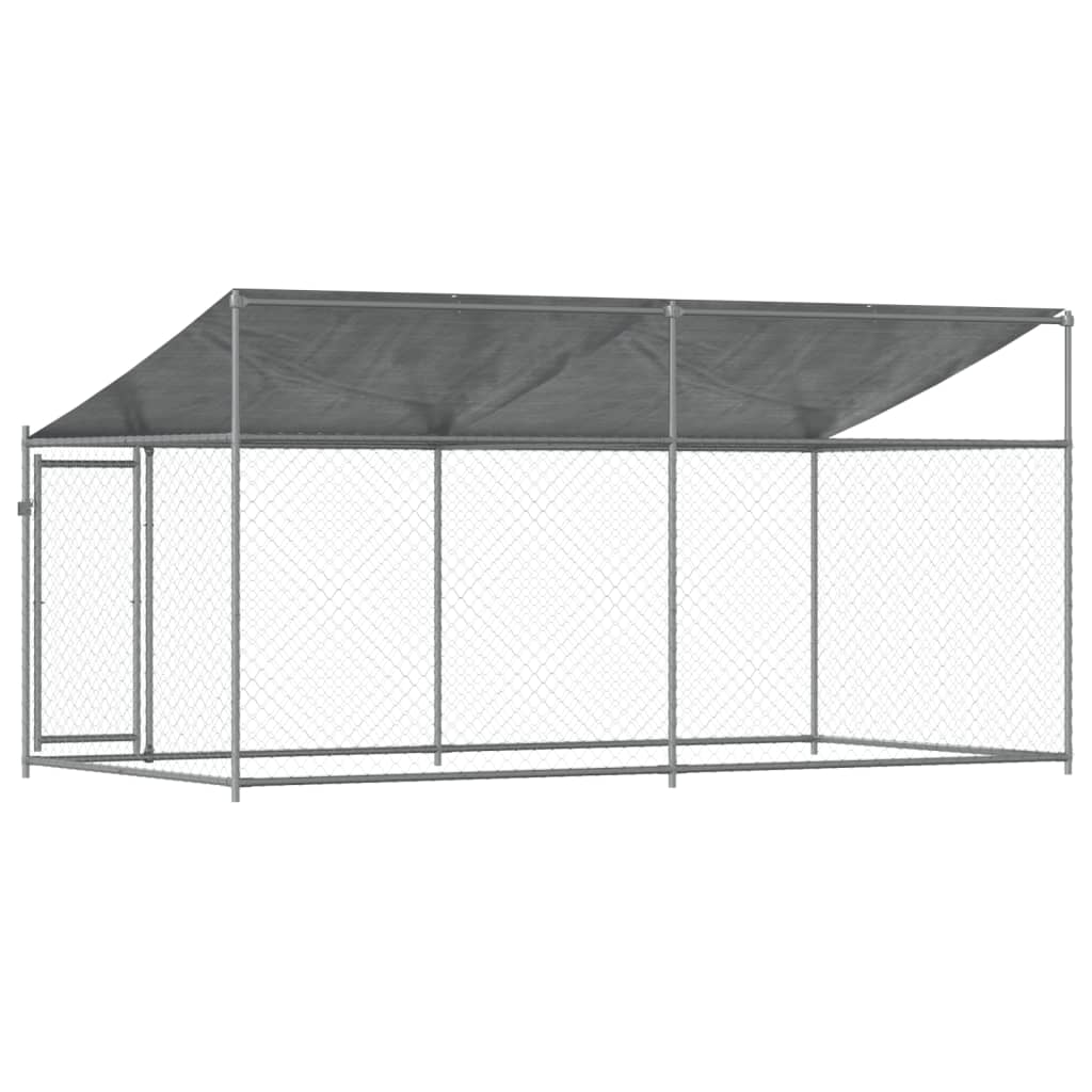 vidaXL Hundezwinger mit Dach und Tür Grau 4x2x2 m Verzinkter Stahl - Image 6