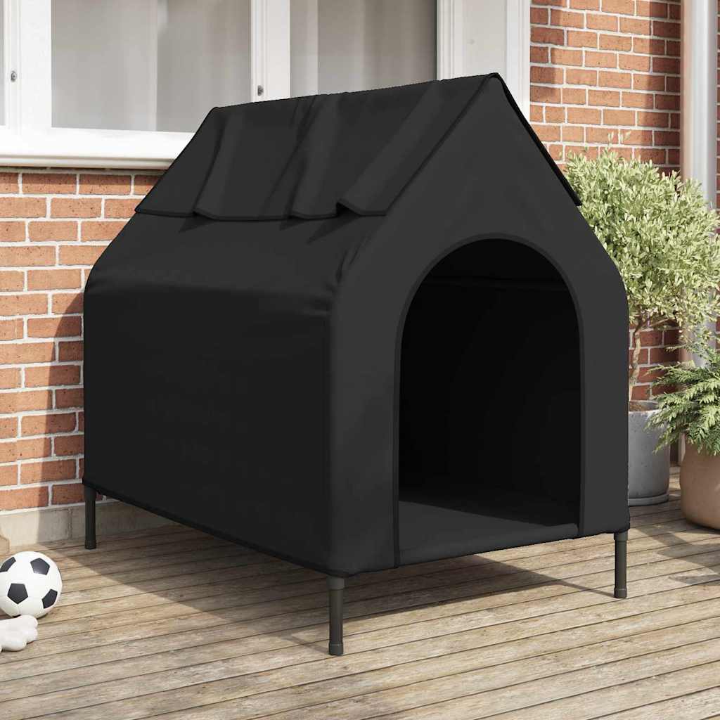 vidaXL Hundehütte Schwarz 110 x 75 x 107,5 cm Oxford-Gewebe und Stahl