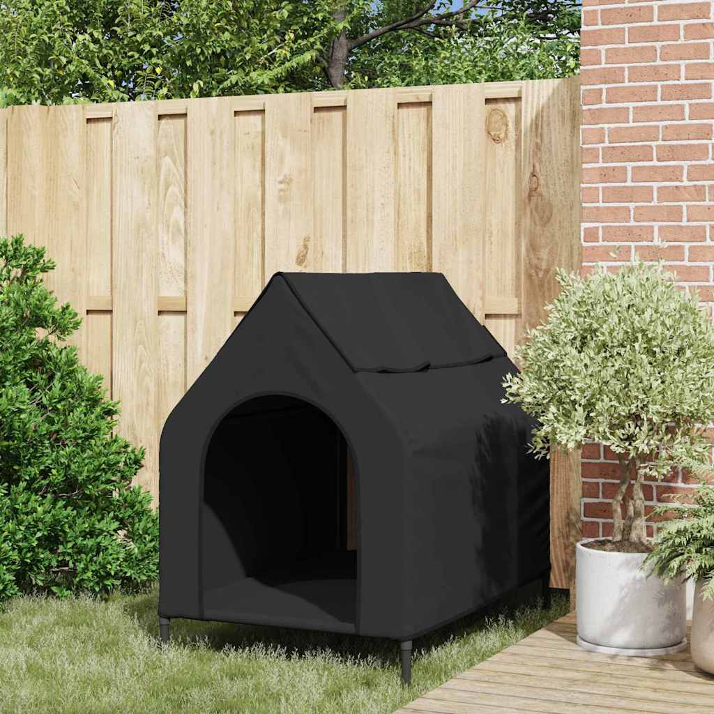 vidaXL Hundehütte Schwarz 110 x 75 x 107,5 cm Oxford-Gewebe und Stahl - Image 3