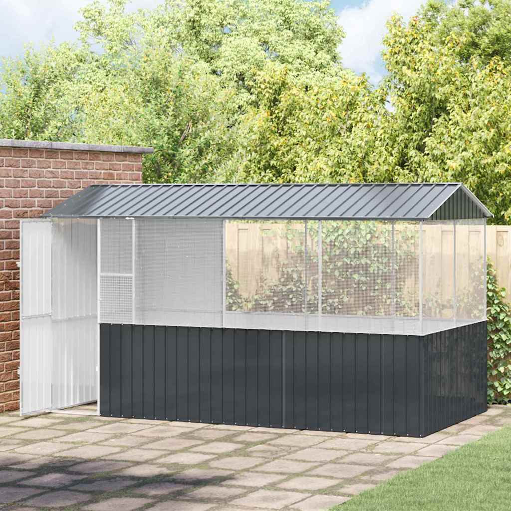 vidaXL Vogelkäfig Anthrazit 410 x 210 x 230 cm Verzinkter Stahl