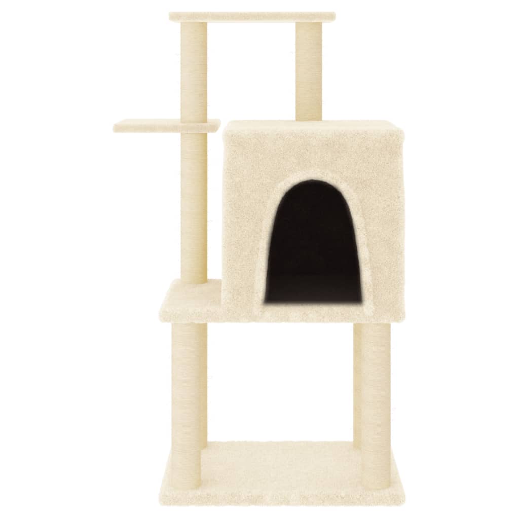 vidaXL Kratzbaum mit Sisal-Kratzsäulen Creme 97 cm - Image 3