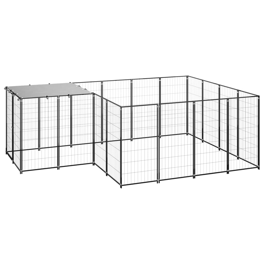 vidaXL Hundezwinger Schwarz 6,05 m² Stahl