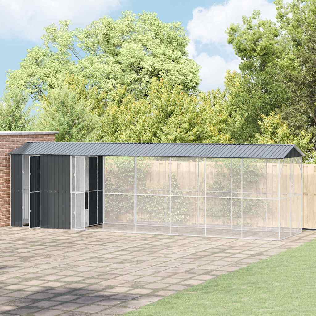 vidaXL Vogelkäfig Anthrazit 860 x 208 x 247 cm Verzinkter Stahl - Image 3