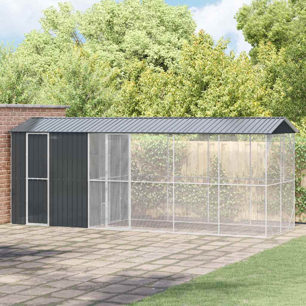 vidaXL Vogelkäfig Anthrazit 645 x 208 x 247 cm Verzinkter Stahl