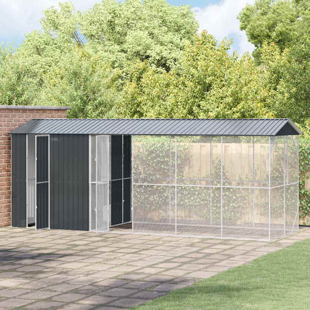 vidaXL Vogelkäfig Anthrazit 645 x 208 x 247 cm Verzinkter Stahl - Image 3