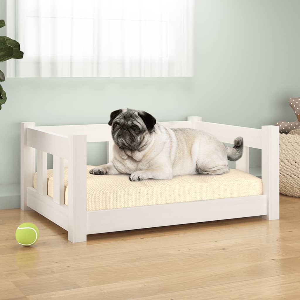 vidaXL Hundebett Weiß 65,5x50,5x28 cm Massivholz Kiefer