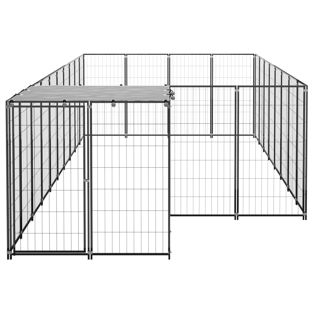 vidaXL Hundezwinger Schwarz 10,89 m² Stahl - Image 3